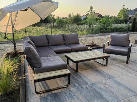 Zestaw mebli ogrodowych z narożnikiem i dwoma fotelami - Panaon Corner - WG