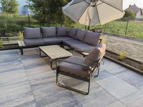 Zestaw mebli ogrodowych z narożnikiem i dwoma fotelami - Panaon Corner - WG