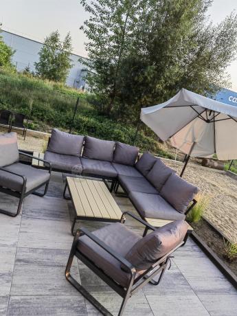Zestaw mebli ogrodowych z narożnikiem i dwoma fotelami - Panaon Corner - WG
