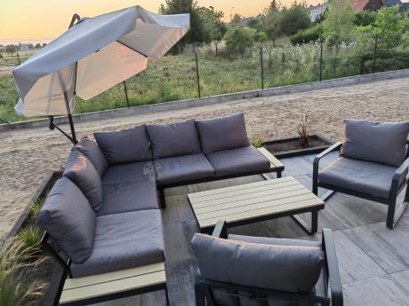 Zestaw mebli ogrodowych z narożnikiem i dwoma fotelami - Panaon Corner - WG