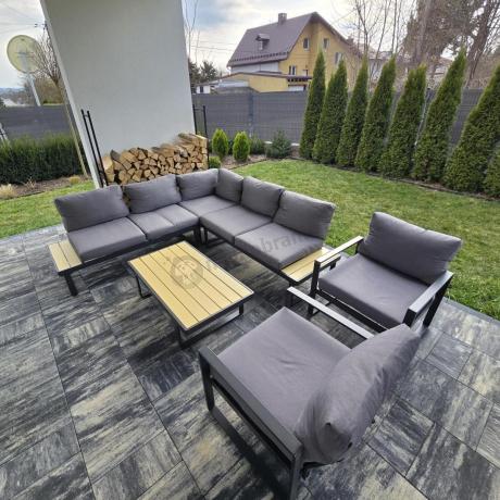Zestaw mebli ogrodowych z narożnikiem i dwoma fotelami - Panaon Corner - WG