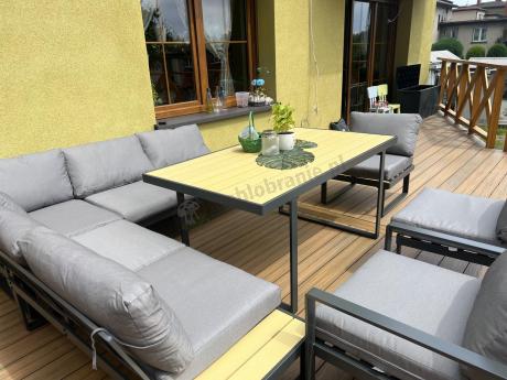 Zestaw mebli ogrodowych z narożnikiem, wysokim stołem i fotelem - Panaon Corner XXL - WG