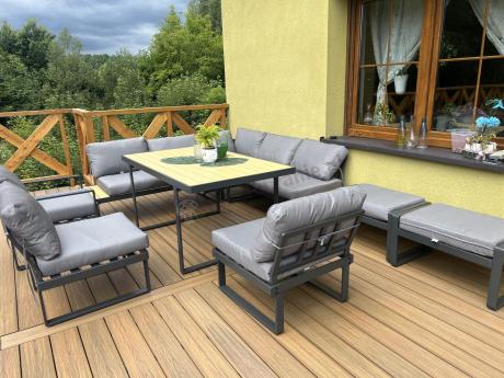 Zestaw mebli ogrodowych z narożnikiem, wysokim stołem i fotelem - Panaon Corner XXL - WG