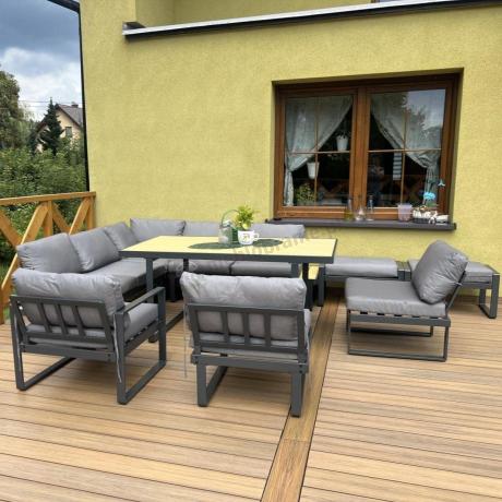 Zestaw mebli ogrodowych z narożnikiem, wysokim stołem i fotelem - Panaon Corner XXL - WG