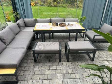 Zestaw mebli ogrodowych z narożnikiem, wysokim stołem i fotelem - Panaon Corner XXL - WG