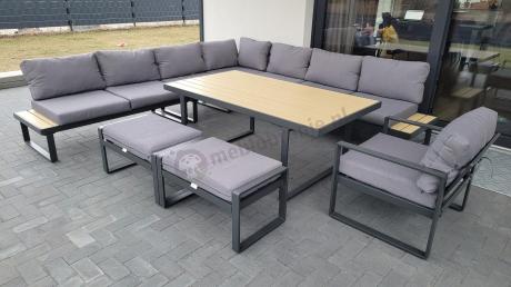 Zestaw mebli ogrodowych z narożnikiem, wysokim stołem i fotelem - Panaon Corner XXL - WG