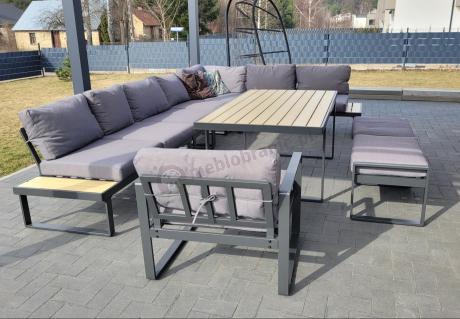 Zestaw mebli ogrodowych z narożnikiem, wysokim stołem i fotelem - Panaon Corner XXL - WG