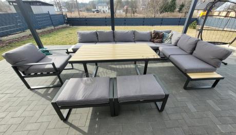 Zestaw mebli ogrodowych z narożnikiem, wysokim stołem i fotelem - Panaon Corner XXL - WG