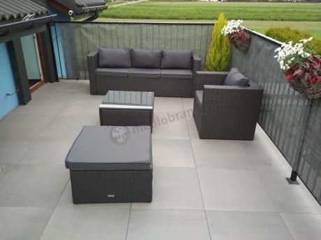 Ciemnoszary zestaw mebli ogrodowych ze stolikiem kawowym