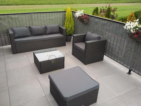 Ciemnoszary zestaw mebli ogrodowych ze stolikiem kawowym