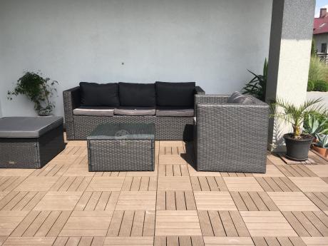 Ciemnoszary zestaw mebli ogrodowych ze stolikiem kawowym