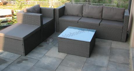 Ciemnoszary zestaw mebli ogrodowych ze stolikiem kawowym