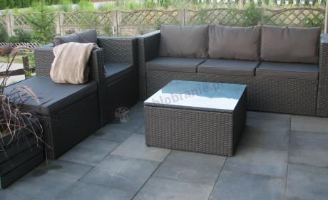 Ciemnoszary zestaw mebli ogrodowych ze stolikiem kawowym