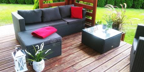 Ciemnoszary zestaw mebli ogrodowych ze stolikiem kawowym