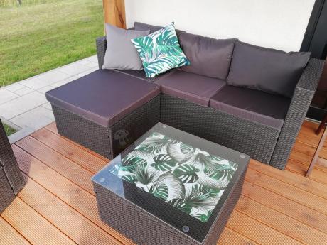 Ciemnoszary zestaw mebli ogrodowych ze stolikiem kawowym