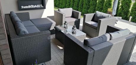 Antracytowy zestaw ogrodowy z technorattanu dla 8 osób