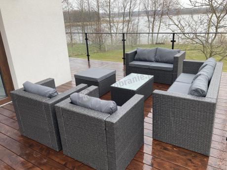 Antracytowy zestaw ogrodowy z technorattanu dla 8 osób