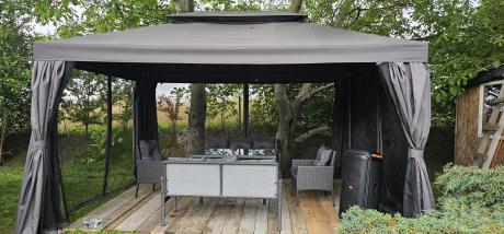 Zestaw mebli ogrodowych z technorattanu z 2 sofami, 2 fotelami i stołem Torino Grande antracyt