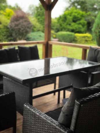 Zestaw mebli ogrodowych z technorattanu z 2 sofami, 2 fotelami i stołem Torino Grande antracyt