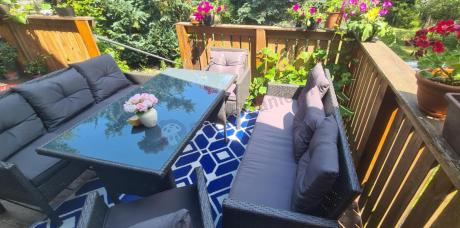 Zestaw mebli ogrodowych z technorattanu z 2 sofami, 2 fotelami i stołem Torino Grande antracyt