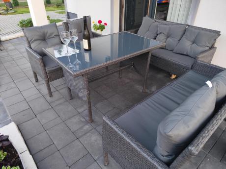 Zestaw mebli ogrodowych z technorattanu z 2 sofami Torino Grande antracyt