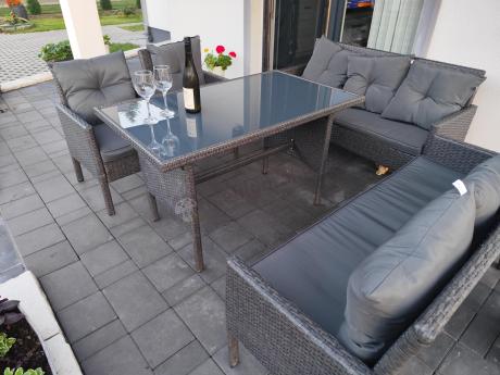 Zestaw mebli ogrodowych z technorattanu z 2 sofami Torino Grande antracyt