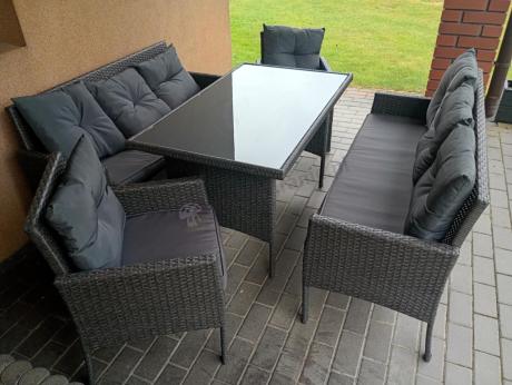 Zestaw mebli ogrodowych z technorattanu z 2 sofami Torino Grande antracyt
