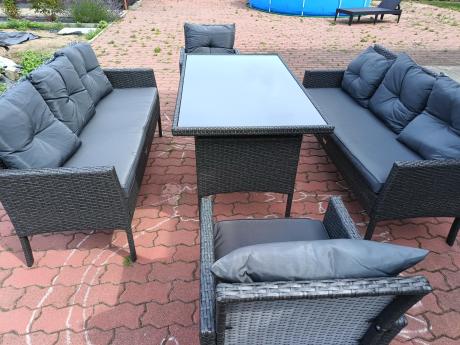 Zestaw mebli ogrodowych z technorattanu z 2 sofami Torino Grande antracyt