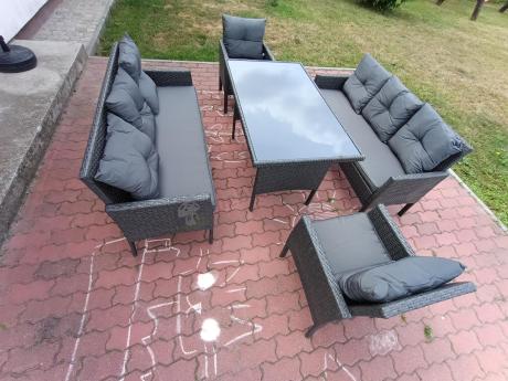 Zestaw mebli ogrodowych z technorattanu z 2 sofami Torino Grande antracyt