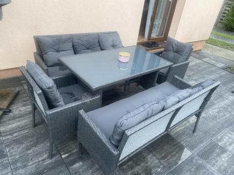 Zestaw mebli ogrodowych z technorattanu z 2 sofami Torino Grande antracyt