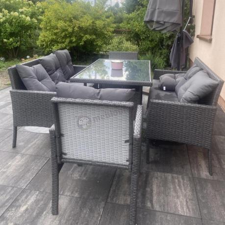 Zestaw mebli ogrodowych z technorattanu z 2 sofami Torino Grande antracyt