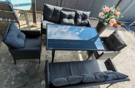 Zestaw mebli ogrodowych z technorattanu z 2 sofami Torino Grande antracyt