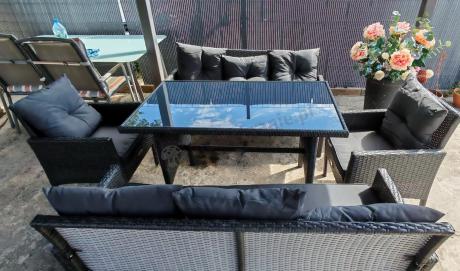 Zestaw mebli ogrodowych z technorattanu z 2 sofami Torino Grande antracyt