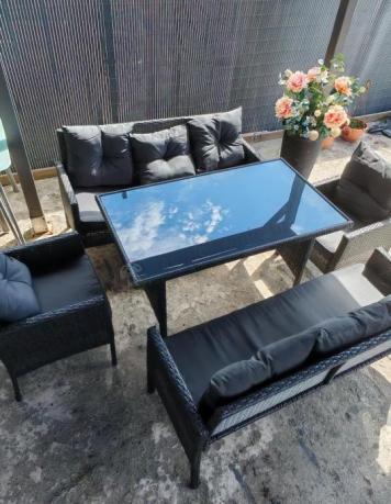 Zestaw mebli ogrodowych z technorattanu z 2 sofami Torino Grande antracyt