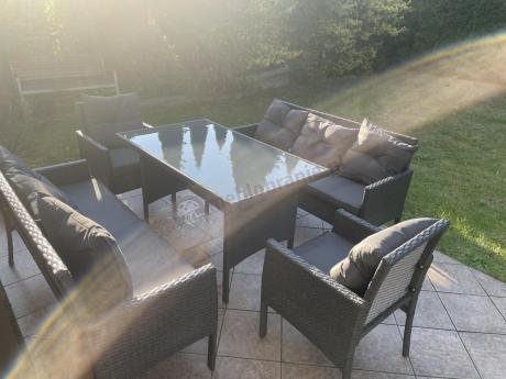 Zestaw mebli ogrodowych z technorattanu z 2 sofami Torino Grande antracyt