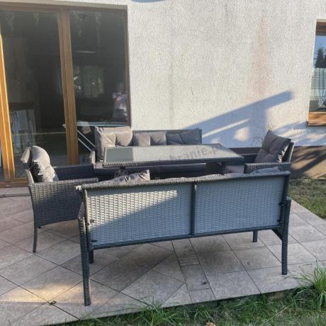 Zestaw mebli ogrodowych z technorattanu z 2 sofami Torino Grande antracyt