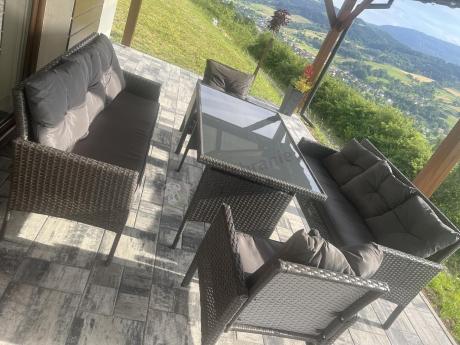 Zestaw mebli ogrodowych z technorattanu z 2 sofami Torino Grande antracyt