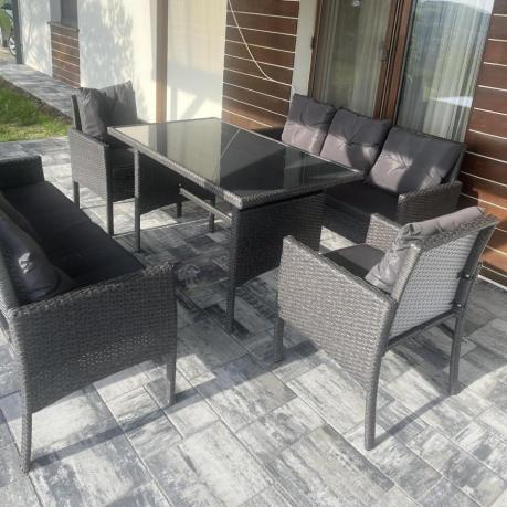 Zestaw mebli ogrodowych z technorattanu z 2 sofami Torino Grande antracyt