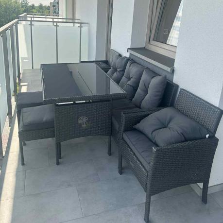 Zestaw mebli ogrodowych z technorattanu z sofą 140cm i fotelami Torino Dining antracyt