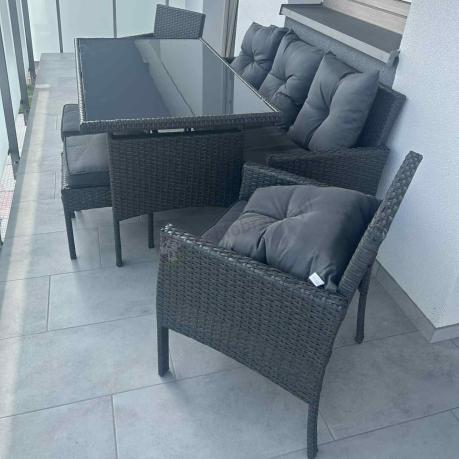 Zestaw mebli ogrodowych z technorattanu z sofą 140cm i fotelami Torino Dining antracyt