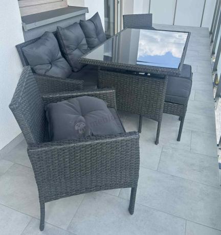 Zestaw mebli ogrodowych z technorattanu z sofą 140cm i fotelami Torino Dining antracyt