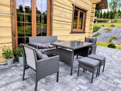 Zestaw mebli ogrodowych z technorattanu z sofą 140cm i fotelami Torino Dining antracyt