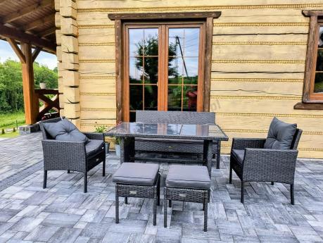 Zestaw mebli ogrodowych z technorattanu z sofą 140cm i fotelami Torino Dining antracyt