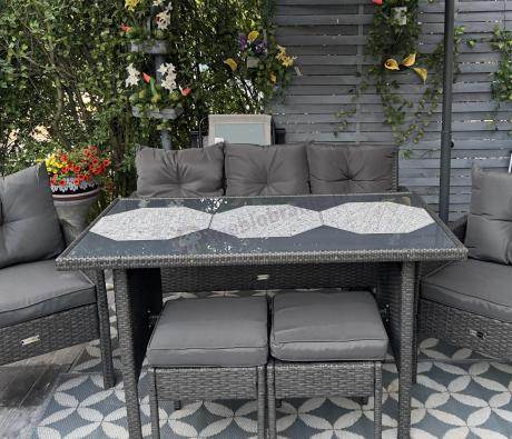Zestaw mebli ogrodowych z technorattanu z sofą 140cm i fotelami Torino Dining antracyt