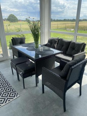 Zestaw mebli ogrodowych z technorattanu z sofą 140cm i fotelami Torino Dining antracyt