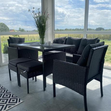 Zestaw mebli ogrodowych z technorattanu z sofą 140cm i fotelami Torino Dining antracyt