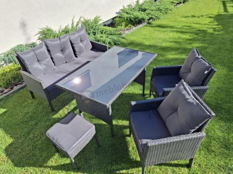 Zestaw mebli ogrodowych z technorattanu z sofą 140cm i fotelami Torino Dining antracyt