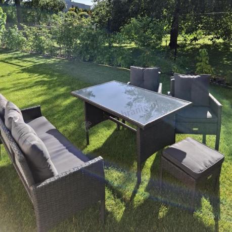 Zestaw mebli ogrodowych z technorattanu z sofą 140cm i fotelami Torino Dining antracyt