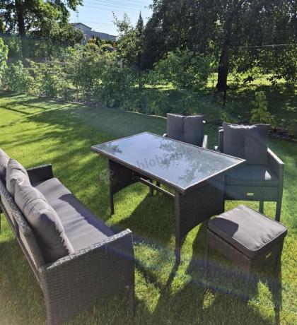 Zestaw mebli ogrodowych z technorattanu z sofą 140cm i fotelami Torino Dining antracyt