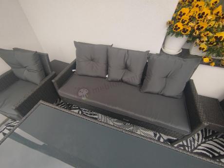 Zestaw mebli ogrodowych z technorattanu z sofą 140cm i fotelami Torino Dining antracyt